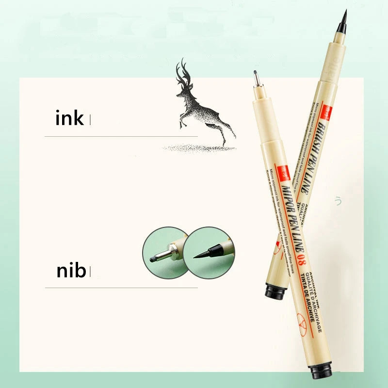 1/2/3pcs Pigma Micron Pen 003 005 01 02 03 04 05 08 1.0 2 3 Brush Art Sketch Marker Pen For Manga Soft Fineliner Drawing Qme