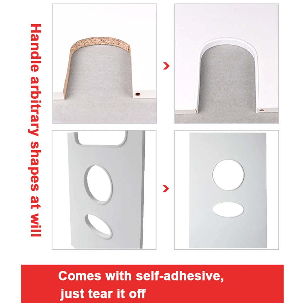 1M Self Adhesive U Shaped Furniture Edge Guard Banding Strip PVC Protector Trim Sealing Tape for Labelling Cabinet Protection Qme