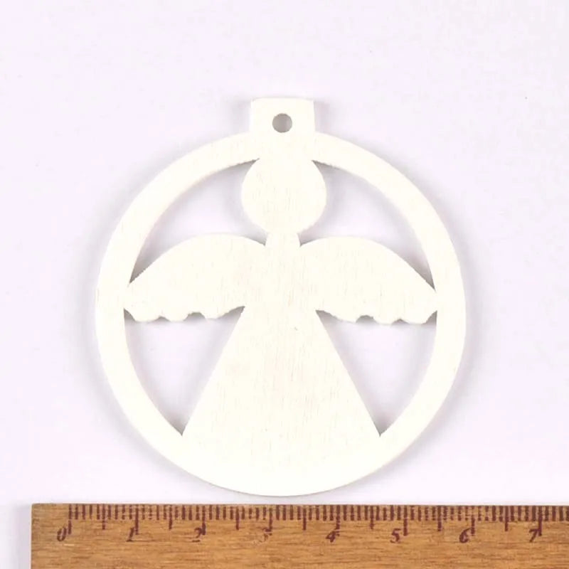 5pcs+1m hemp rope Wood Craft Home Christmas Decorations For Christmas trees Ornaments Hanging Pendants Christmas gift m2214 Qme 7
