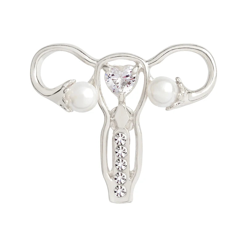 Medical Brooches Collection Crystal Uterus Microscope Scalpel Stomach ECG Tooth Pins Jewelry for Doctor Nurse Badge Wholesale Qme Uterus S