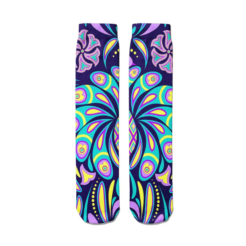 Novelty Funny Peacock Graphic Socks Women Straight Sock Unisex Qme style7