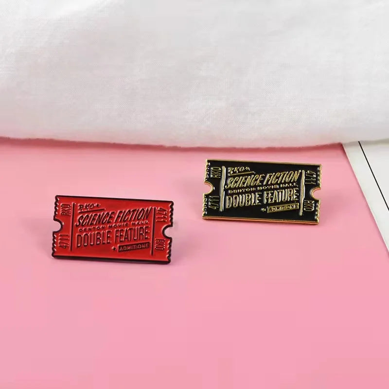 Rocky Horror Enamel Pin Red Black Movie Ticket Badge Brooch Lapel Pin Denim Shirt Collar Science Fiction Jewelry Gift Wholesale Qme