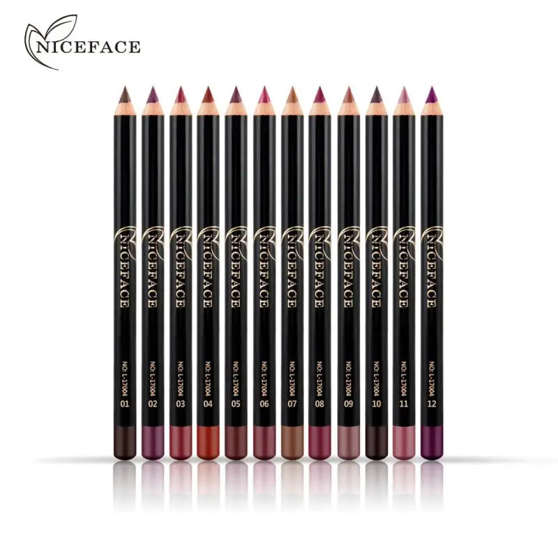 NICEFACE 12 Colors Matte Lip Pencils Nude Lipliner Pencil Waterproof Lipstick Pen Lip Liner Long Lasting Lips Makeup Cosmetics Qme