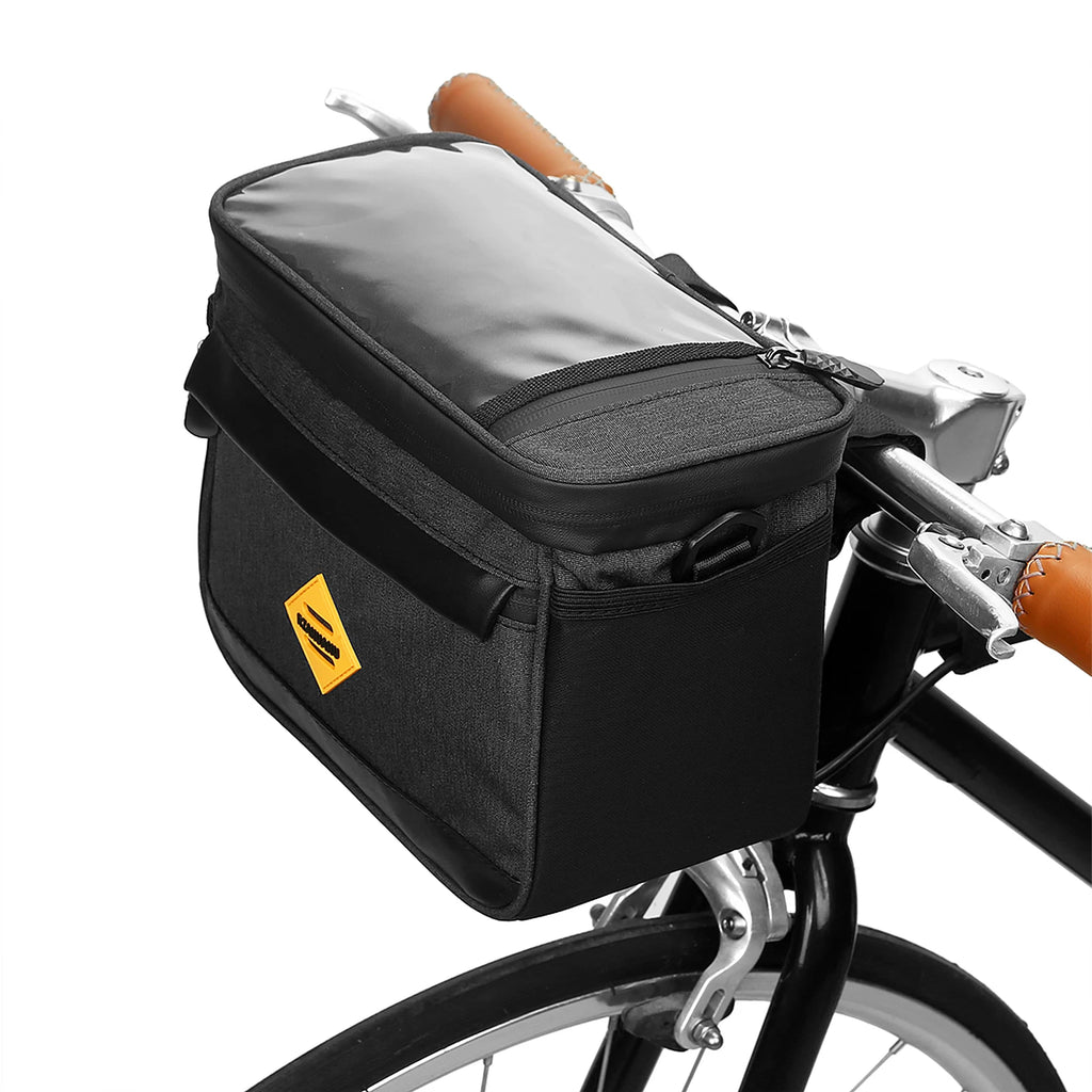 Cycle Insulated Bike Cooler Bag Water Resistant Bike Handlebar Bag Bike Basket Front Bag Pannier with Bike Phone Mount Qme