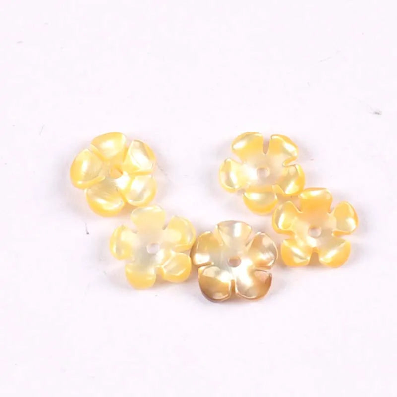 5Pcs Flower Shape Texture Curved Natural Mother Of Pearl Shell Beads For Jewelry Making Earring Diy Craft Accessories 8mm tr0379 Qme yellow