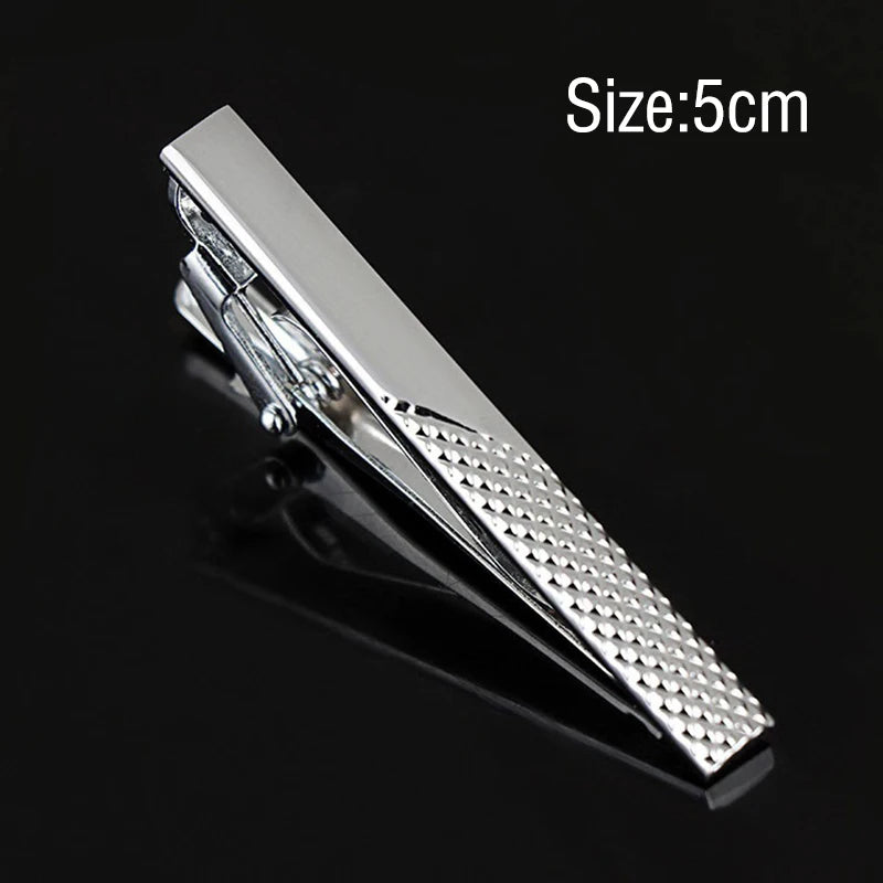 Tie Clips Men Simple Fashion Stripe Metal Tone Bar Clasp Practical Qme