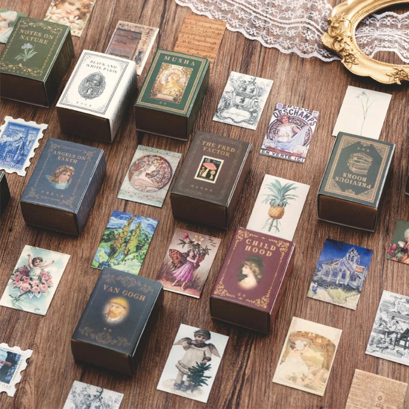 100pcs/Box Vintage Paper Kraft Cardstock Scrapbooking/Card Making/Journaling Project DIY Diary Decoration LOMO Card Van Gogh Qme