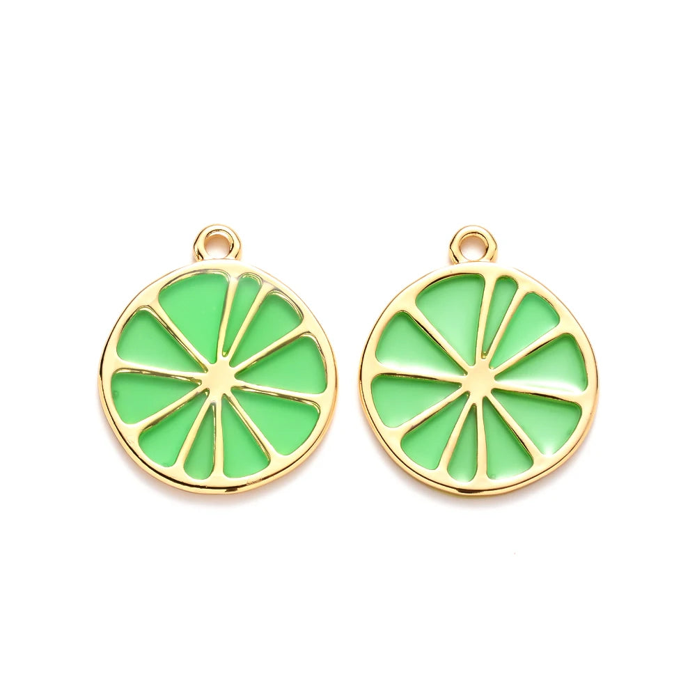 PandaHall 10Pcs Fruit Alloy Pendants Lemon Slices Charms For Key Chain Earrings Jewelry DIY Making 26.5x23x1.6mm, Hole: 2mm Qme