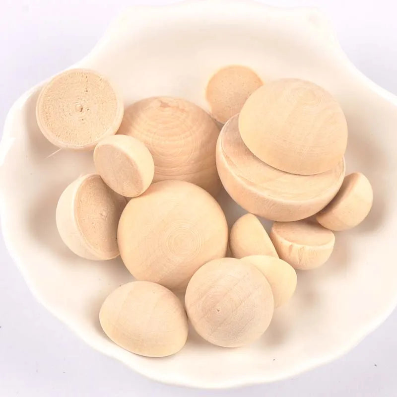 15/20/25/30mm Natural Wood Half-faced Ball Wooden Spacer Beads Craft Supplies For DIY Jewelry Making Scrapbook Accessories m2243 Qme