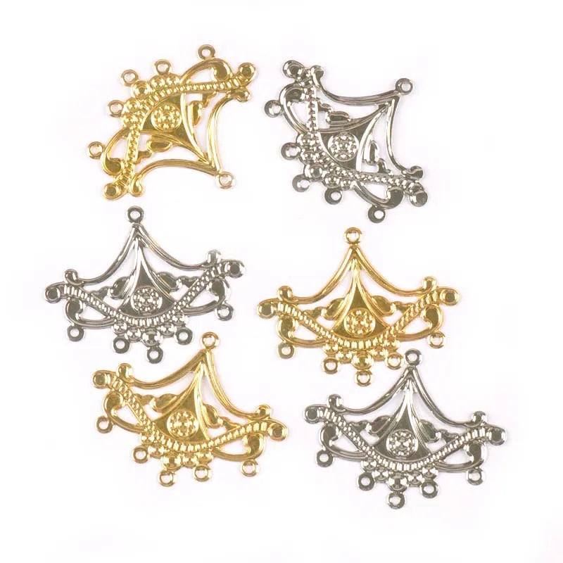 10Pcs/set Gold Silver Flower Filigree Wraps Connectors Metal Crafts For DIY Findings Jewelry Making Handicraft Scrapbook yk0766 Qme