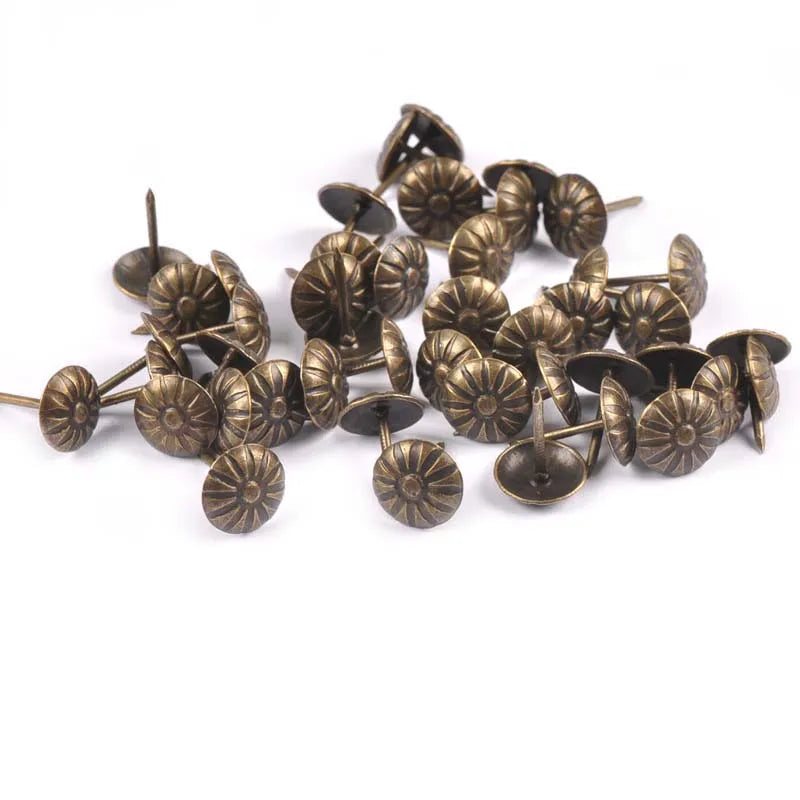 50Pcs Brass Upholstery Nails Tack Antique Furniture Sofa Door Box Case Decor Tack Stud Pushpin Head Doornail Woodwork Tool c2893 Qme