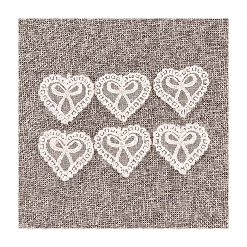 30Pcs Heart Pattern White Lace Fabric Applique Mesh Trim For Garment Accessories Sew On DIY Handmade Wedding Decoration c1728 Qme