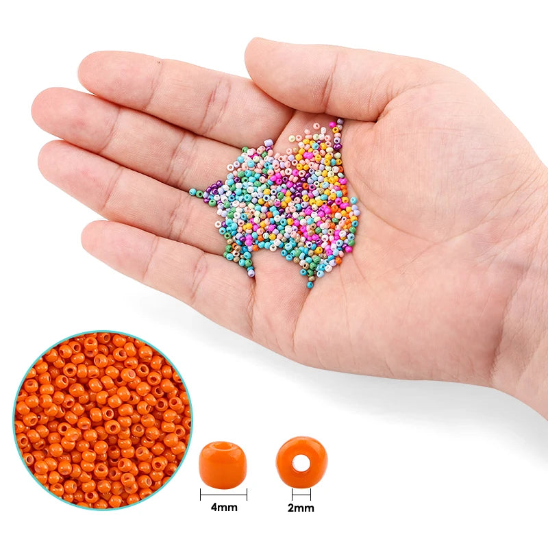 2mm Colored Seed Beads Kit Small Glass Beads Acrylic Letter Bead Set With Organizer Box For Jewelry Making Necklace Bracelet DIY Qme