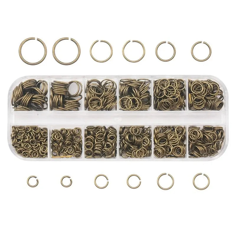 1050Pcs 0.7mm plated color Open Jump Rings Mixed 4mm 5mm 6mm 7mm 8mm 10mm iron Split Rings For DIY Jewelry Making 6 colors Qme Bronze box 13x5x1.5cm