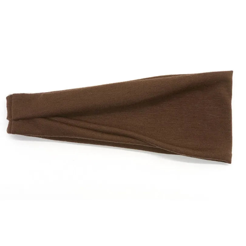 Women Cotton Head Band Fashion Hair Bands Woman Solid Turban Twist Qme Coffee 10cm-22cm