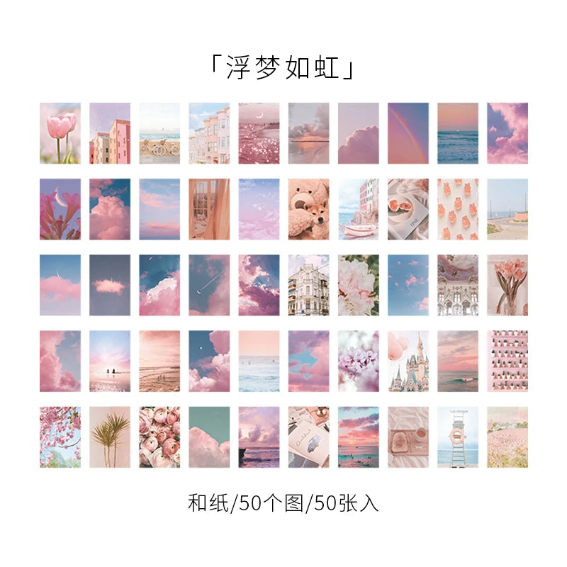50pcs Life Scenery Sticky Book Style Deco Stationery Scrapbooking Decorative background Stickers Sticky Art Aesthetics Stickers Qme 3