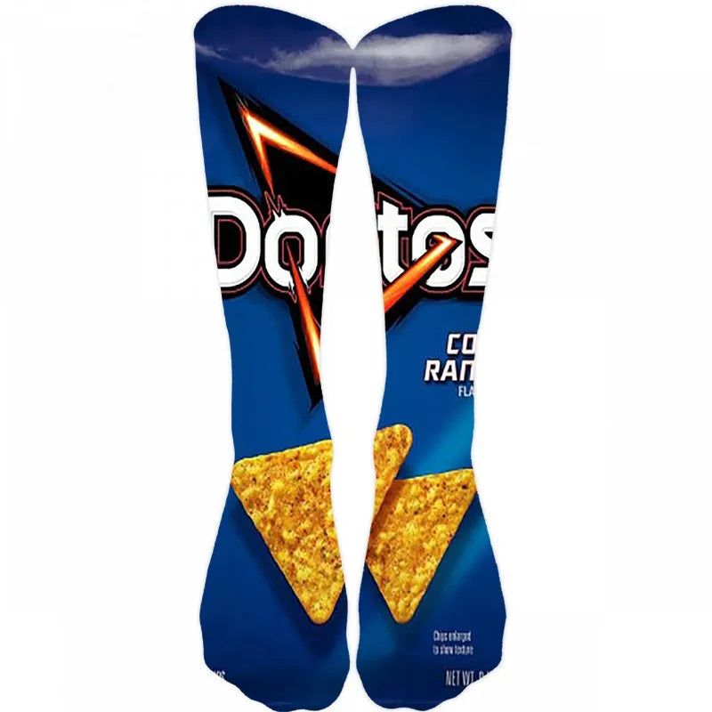 Creativity Long Socks Female Art 3D Printed Potato Chips Tomato Qme style16 One Size China Mainland
