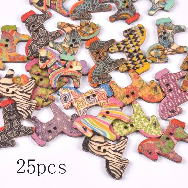 36 styles Cartoon Painting Wooden Buttons for Crafts Scrapbooking Sewing Clothes Button DIY Kid Apparel Supplies 15-35mm Qme m1893-15 25pcs