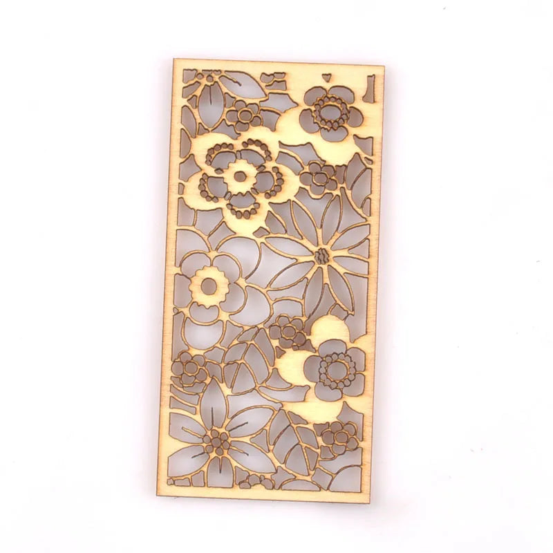 5Pcs/lot Natural Wood Decoration For DIY Scrapbook Crafts Hollow Rectangle Wooden Handmade Ornaments Home Embellishment m2559 Qme