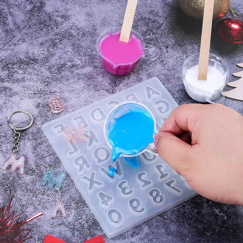 Alphabet Resin Molds Kit Backward Letter Number Silicone Casting Molds Resin Epoxy Molds For Keychain Making Pendant Jewelry DIY Qme