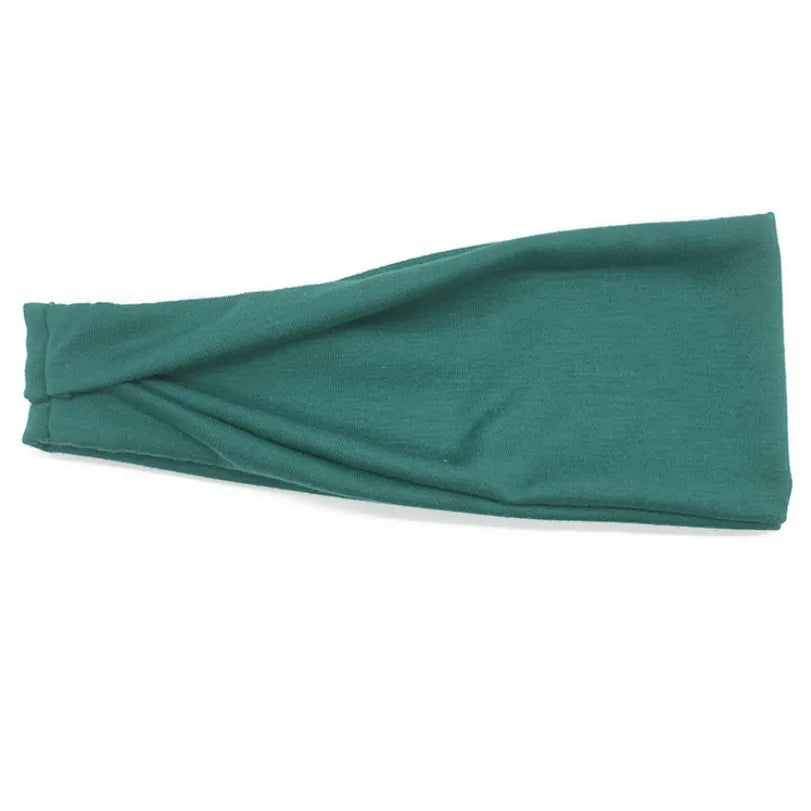 Women Cotton Head Band Fashion Hair Bands Woman Solid Turban Twist Qme green 10cm-22cm