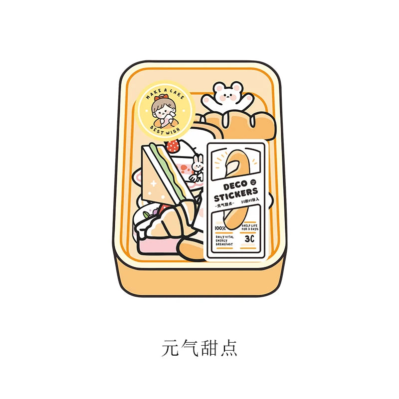 40pcs Food Series stickers Set Kawaii Cartoon Diary Album Stationery Sticker aesthetic Decorative collage planner Album Qme