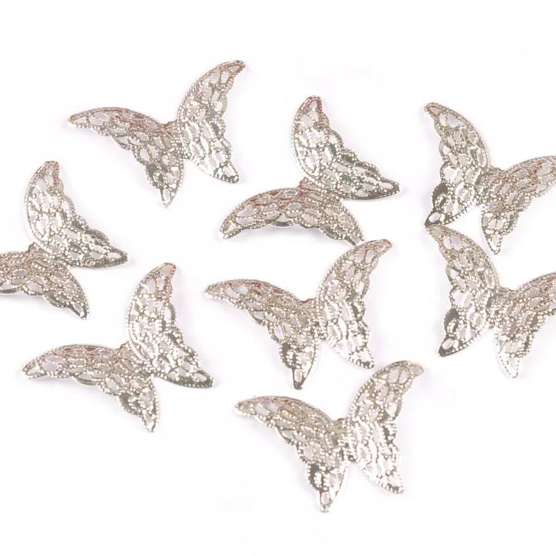 20pcs 26.5x37mm Butterfly Connectors Flower Filigree Wraps For DIY Jewelry Findings Scrapbook Metal Crafts Home Decor yk0785 Qme
