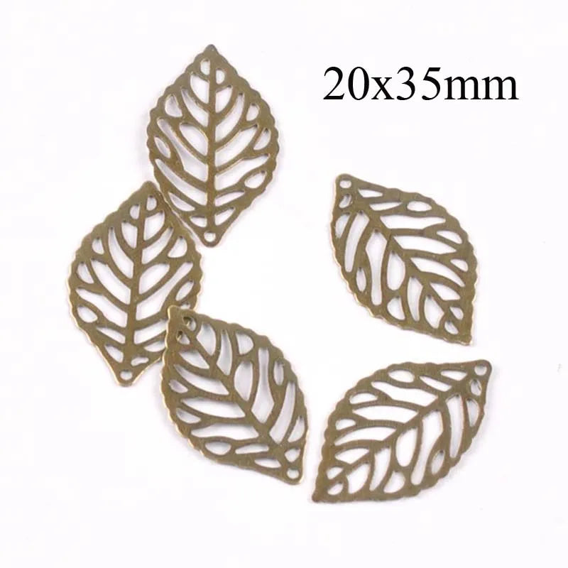 30Pcs Metal Crafts Filigree Leaves Wraps Connectors Embellishments For DIY Home Decor Handicraft Scrapbooking 20-45mm YK0786 Qme Bronze