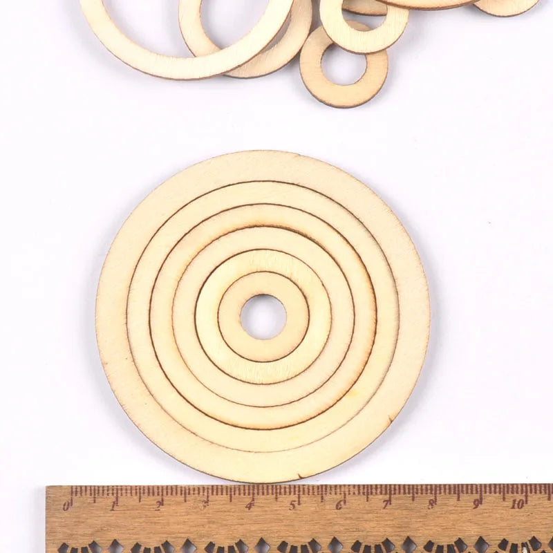 Circle/ring Wood Crafts For DIY Scrapbook Natural Wooden Ornaments Home Decor Handicraft Embellishment 20/30/40/50/60/75mm m2569 Qme