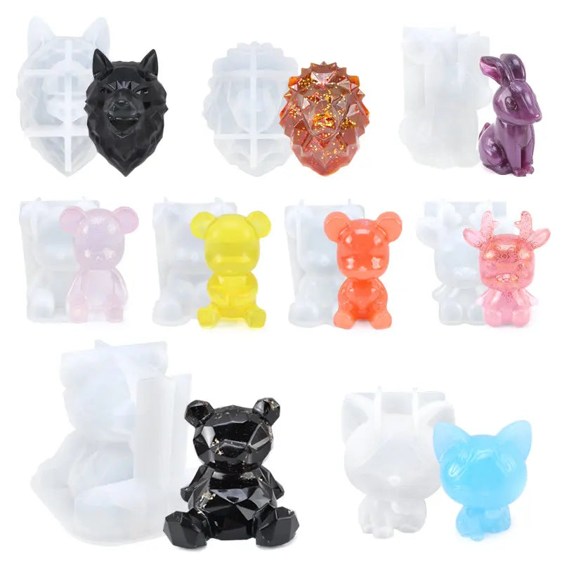 Stereoscopic Animal Resin Molds Silicone Bear Casting Molds Epoxy Resin Mold for Keychains DIY Handmade Resin Jewelry Supplies Qme