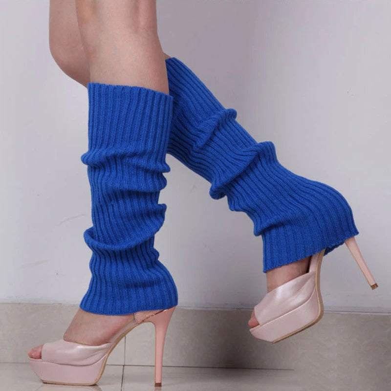 Women Knit Winter Leg Warmers Loose Style Lady Boot Knee Stockings Leggings Warm Boots Leg Punk Solid Black Cool Knit Long Socks Qme
