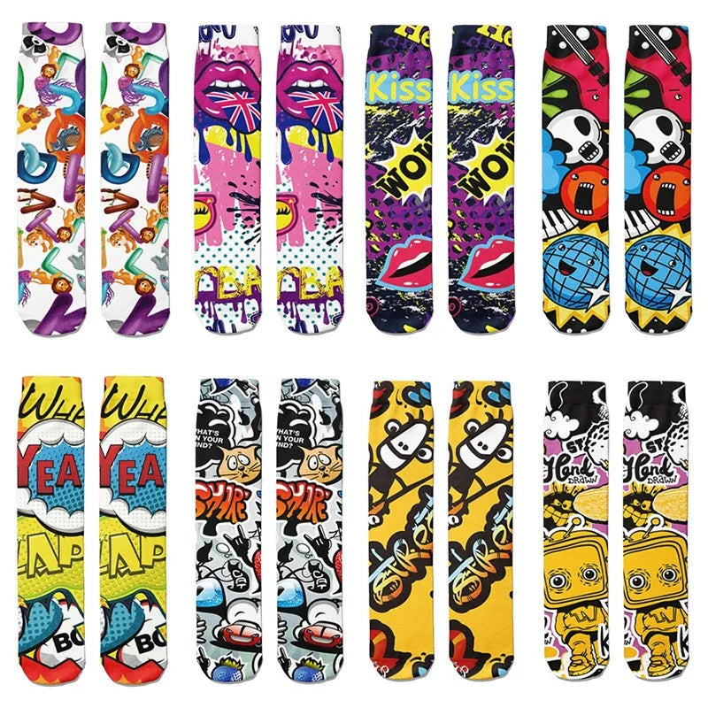 1 Pairs Harajuku Funny Happy Kawaii Hip Hop Women Socks Casual Qme