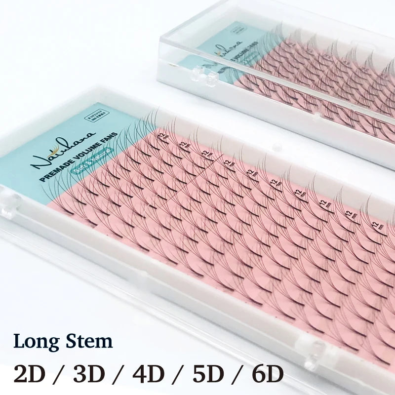 NATUHANA 3D 4D 5D 6D False Lashes Premade Russian Volume Fans Qme Long root - 6D C 0.07mm|9mm