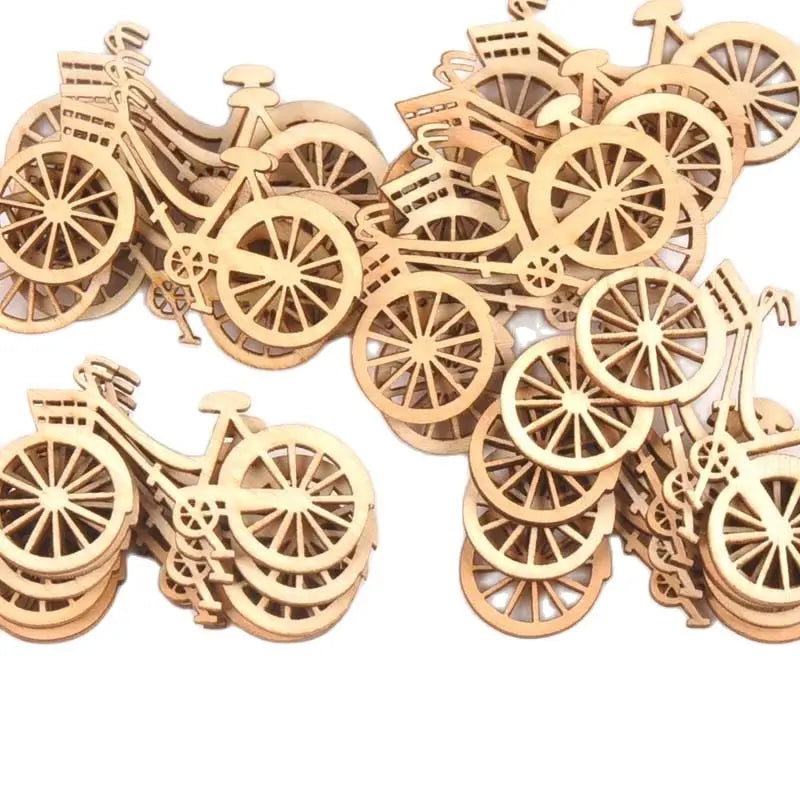 Natural Wood Slices Bicycle Die Cutting Plywood Template Carfts For Home Decoration DIY Wooden Ornament 10pcs/set 45X59mm M0914 Qme