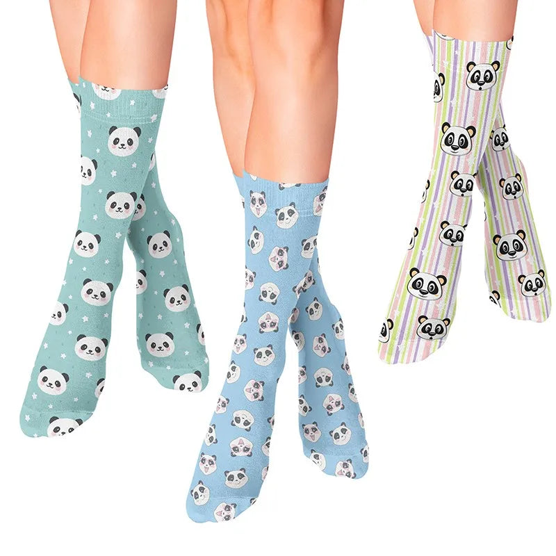Creative Korean Cartoons Cute Panda Women's Socks Casual Cotton Funny Qme
