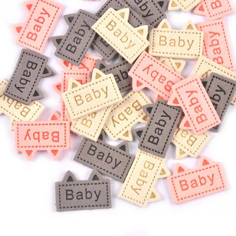 20pcs Mixed Cute Ear Labels Embossed Clothing Sewing Accessories Bags Tags Care Garment Crafts DIY Handmade Supplies 19x26mm Qme