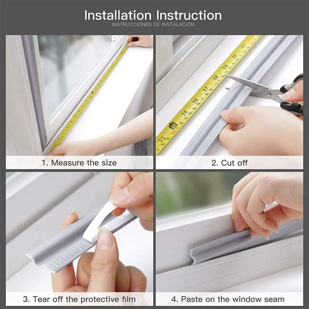 2M Wearable Sliding Window Weather Strip Soundproofing Foam Door Bottom Seal Tape Dustproof Self Adhesive Window Gap Hardware Qme