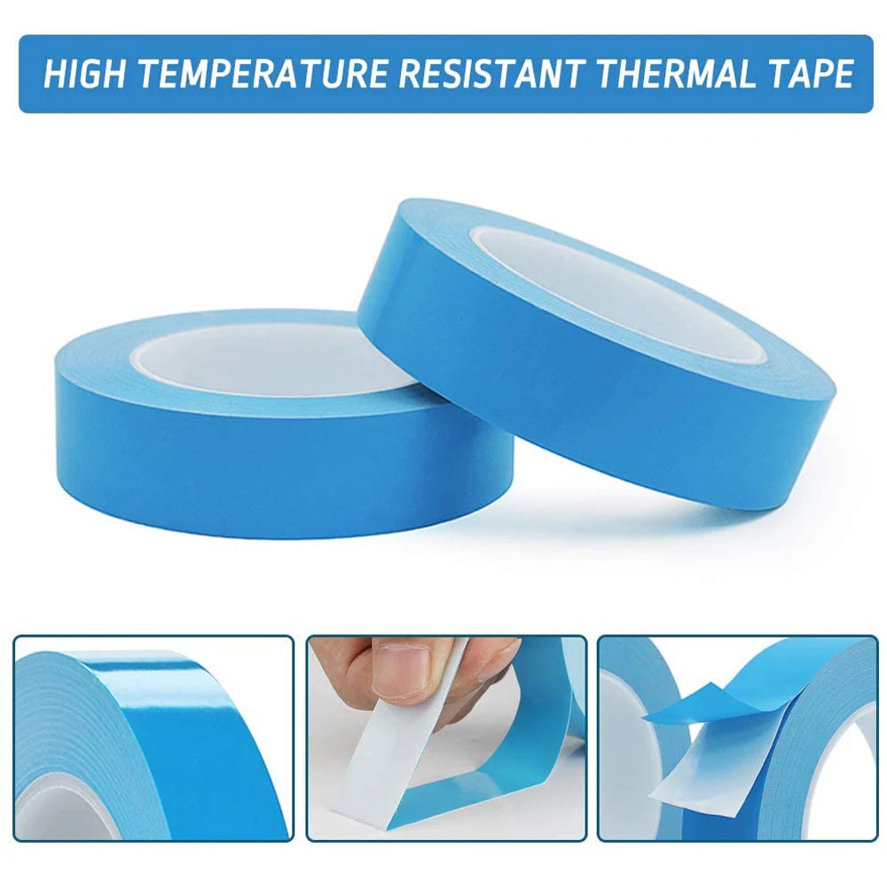 25M Double Side Thermal Conductive Tape 5-25mm Width Blue Heat Transfer Tape Adhesive Cooling Heatsink for Computer CPU GPU Qme