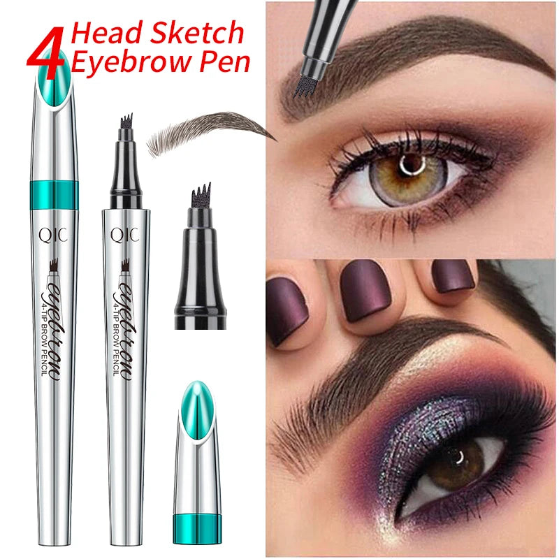 4 Points Eyebrow Tattoo Pen 5 Colors Liquid Brow Pencil Brown Microblading Ultra-Fine Eyebrow Pencil Waterproof Eyes Cosmetic Qme