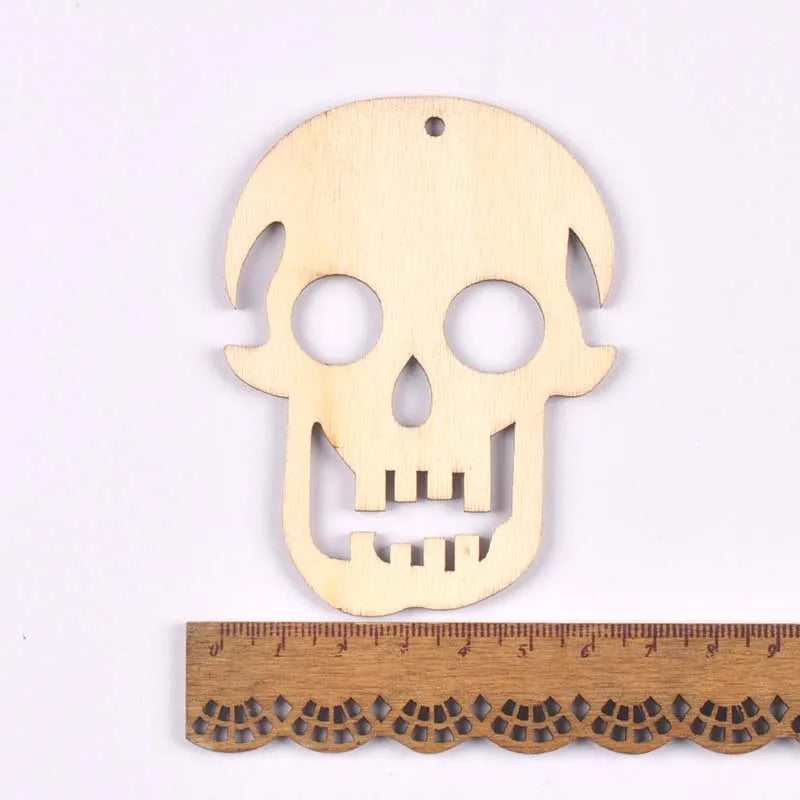 Mixed Natural Wooden Halloween Pendant Wood Slices DIY Crafts Hanging Handmade Accessory Home Party Decor 60-100mm 10Pcs M2708 Qme 10