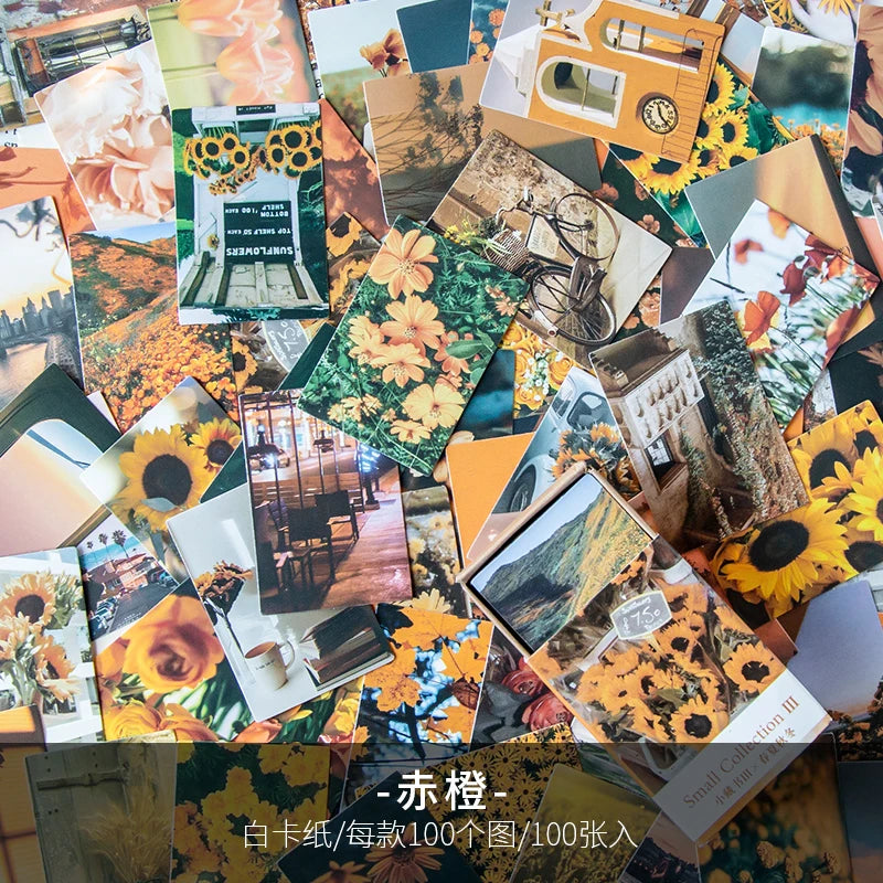 100pcs/Box Vintage Paper Kraft Cardstock Scrapbooking/Card Making/Journaling Project DIY Diary Decoration LOMO Card Van Gogh Qme F