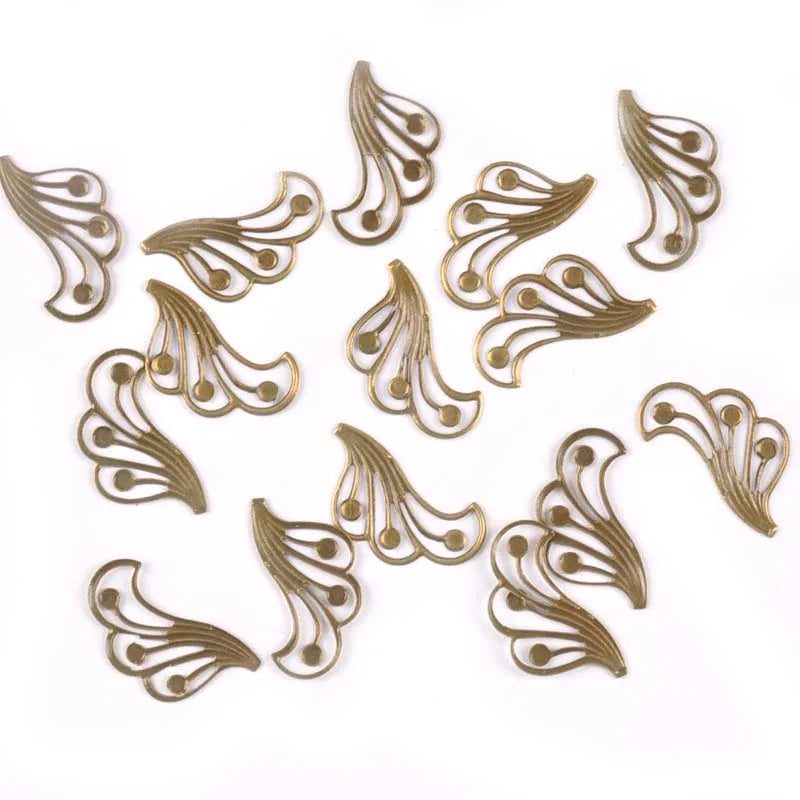 3 Color Flower Filigree Wraps Connectors Metal Crafts For DIY Embellishments Making Handicraft Scrapbook 50Pcs 43x21mm yk0765 Qme Bronze