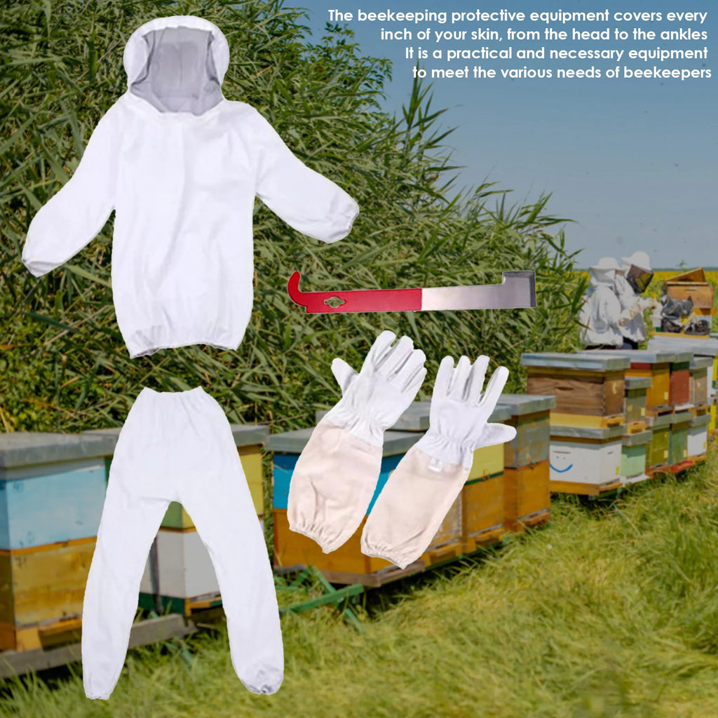 White Split Beekeeping Clothing Professional Bee Protection Beekeeping Suit With Gloves And Bee Hive Tool Beekeeping Calm Qme