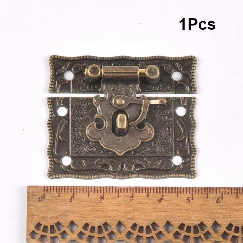 Vintage Brass Hardware Latch Hook Decorative Jewelry Box Hardware Wooden Boxes Furniture Buckle Clasp Lock Wood Case Hasp c2264 Qme 1pcs 1