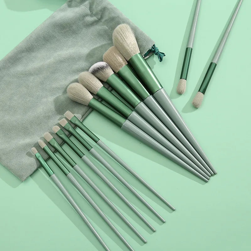 Makeup Brushes Fluffy Soft Beauty Cosmetics Foundation Blush Qme 13PCS With Bag-2 China Mainland