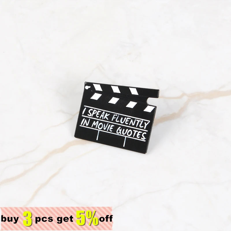 Clapperboard Enamel Pins Film Clapper Board Lapel Badge Movie Scene Board Brooches Badges Gift for Movie Lover Cinema Wholesale Qme