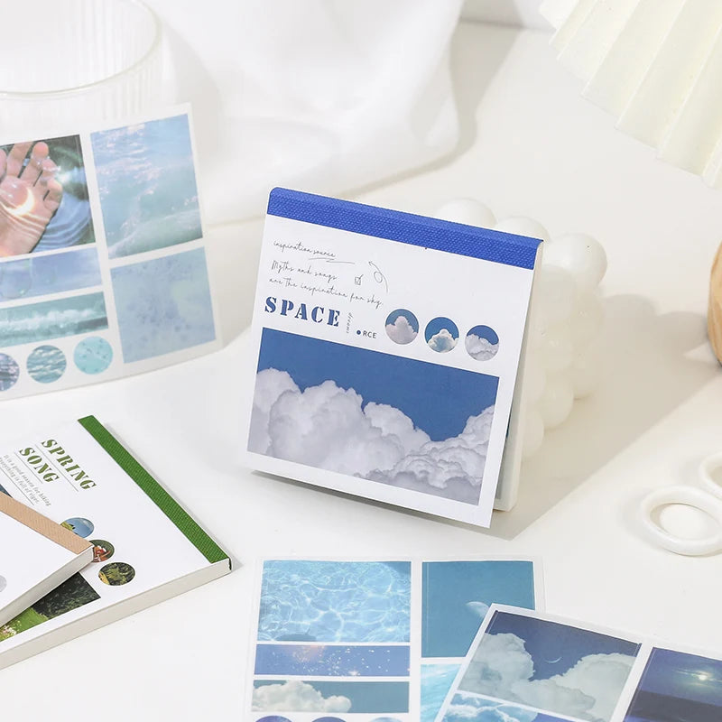 50sheets 50 Patterns Washi Paper Ins Stickers Book Aesthetic Scenery Sticker for Scrapbooking Journals Album Diary DIY Paers Qme
