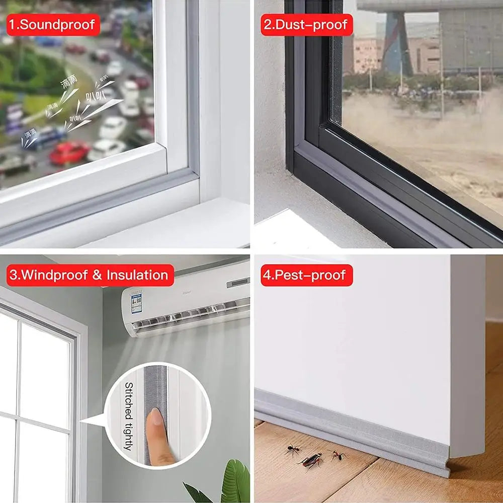Soundproof Slides Window Seal Strip Cuttable Door Bottom Acoustic Foam Nylon Cloth Seal Strip Weatherproofing Stripping Qme