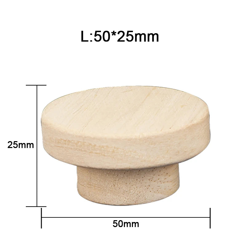 1-48pcs Wooden Handles Round Natural Solid Cabinet Drawer Knobs DIY Color Square Wood Wardrobe Cupboard Door Pulls Qme L(50x25mm) 30pcs