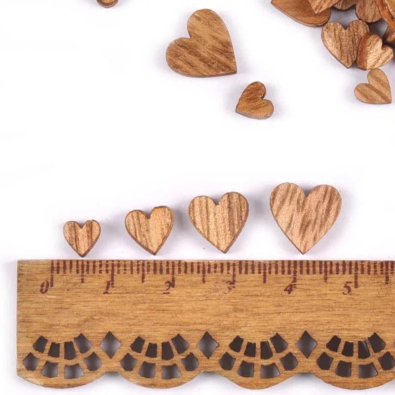 Mixed Size 100Pcs Heart Wood Decoration DIY Scrapbooking Art Wood Crafts Wedding Handicraft Accessories Party Decor 6-12mm m2217 Qme